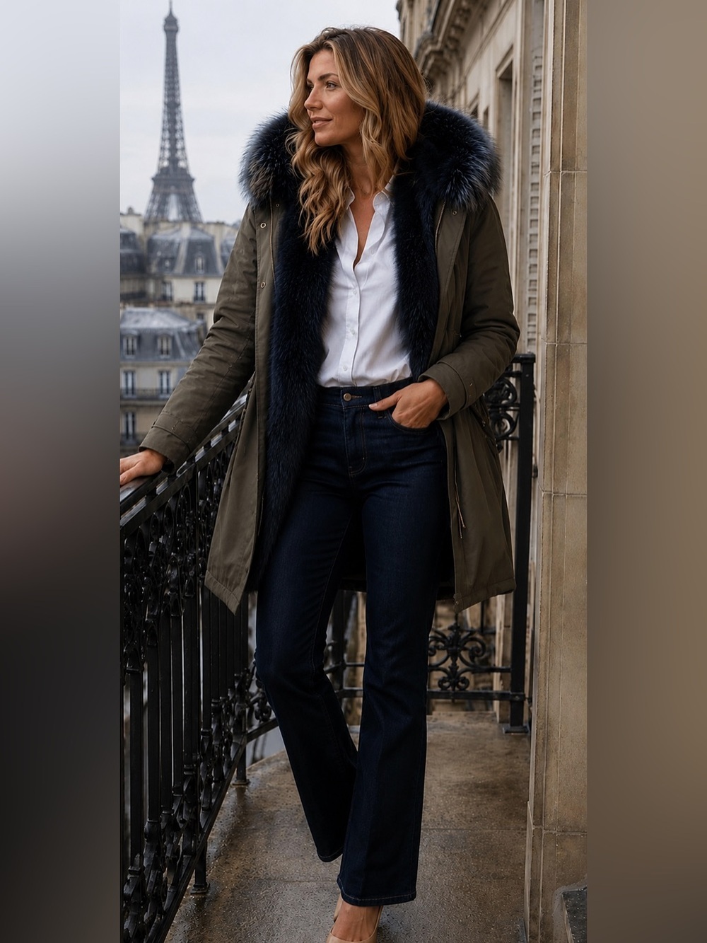 Peri Luxe Parka 3-in-1 Size XS Coat Lined in 100% Fox Fur with 100% Fox Fur Hood
